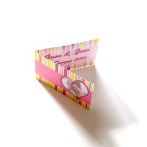 Bigliettini bomboniere multicolor rosa con foto