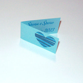 Bigliettino bomboniere colorati con foto interna azzurro