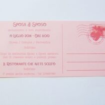 Partecipazione rettangolare cartolina vintage rosa retro