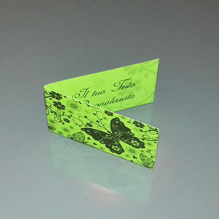 Bigliettini bomboniera verde pistacchio farfalle