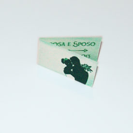 Bigliettini bomboniere sposi pergamena chiara verde