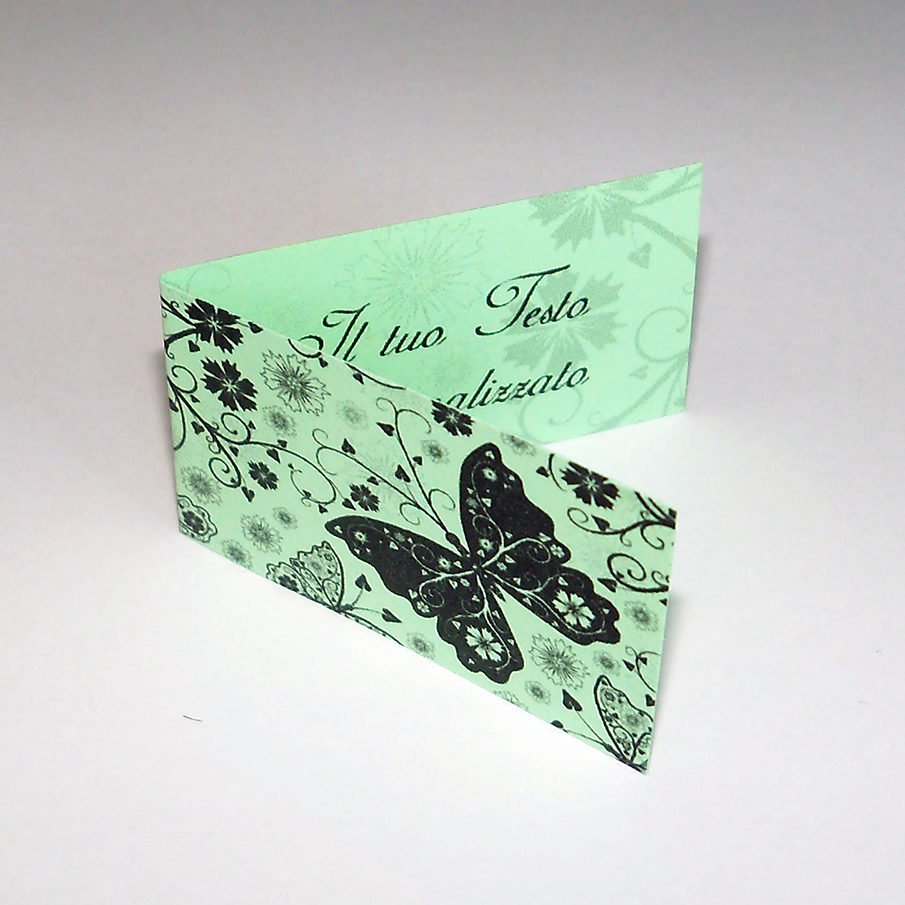 Bigliettini bomboniere verde chiaro farfalla
