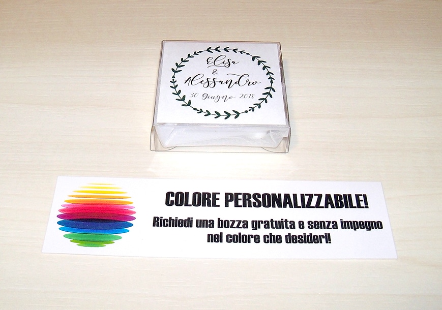Scatoline portaconfetti personalizzate ghirlanda semplice 7x7x2
